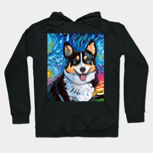 Tri Color Corgi Night (Portrait) Hoodie